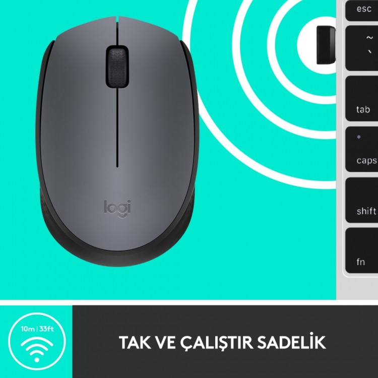 LOGITECH M170 Kablosuz Optic Siyah Mouse 910-004642 LOGITECH M170 Kablosuz Optic Siyah Mouse 910-004642